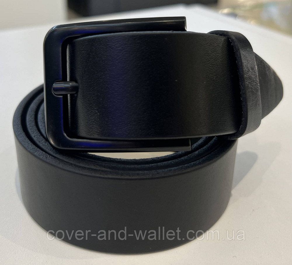 Стильний чоловічий ремінь під джинси з натуральної шкіри з чорною пряжкою  40 мм PS Leather Київ - фото 11