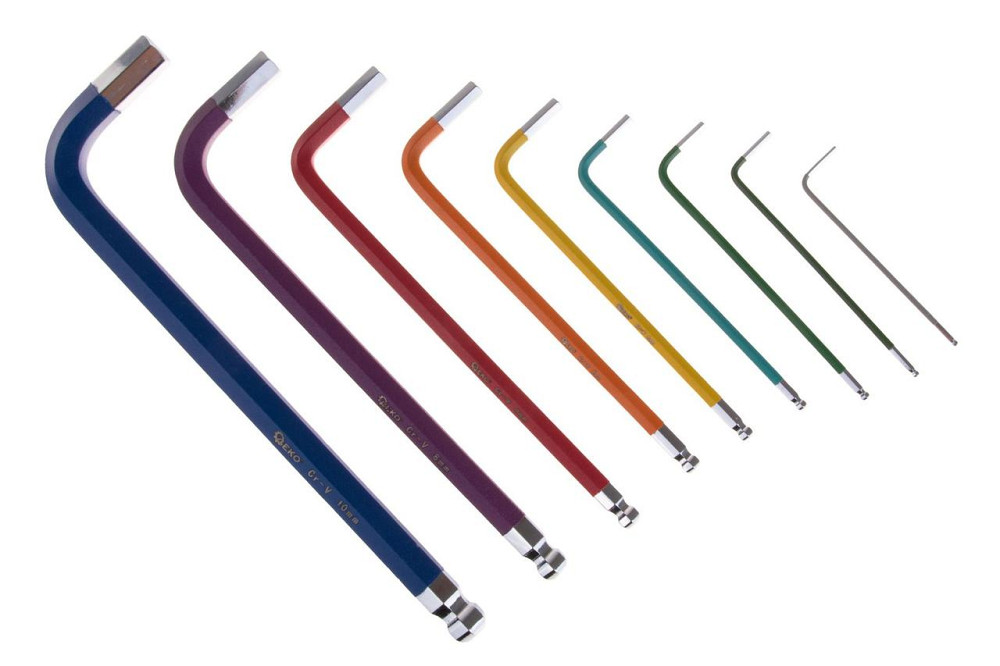 Ключі імбусові шестигранні з кульовою кінцівкою кольорові "GeKo" Cr-V комплект 9 штук Hex (1,5-10мм) Киев - изображение 3