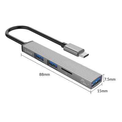 Концентратор Orico Type-C to USB3.0, 2xUSB2.0, TF (AH-12F-GY-BP) (CA913541) Винница