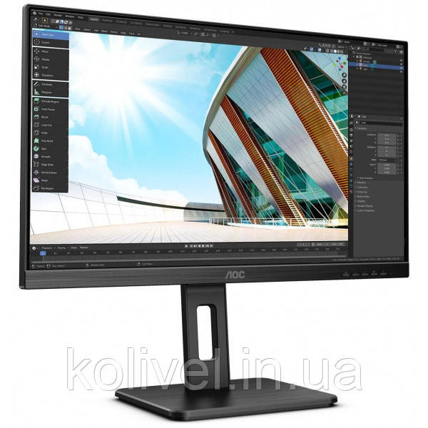 TFT 23.8" AOC Q24P2Q, IPS, QHD, 75Гц, DP, HDMI, D-Sub, USB хаб, HAS, Pivot, колонки, чорний (Q24P2Q) Київ - фото 2