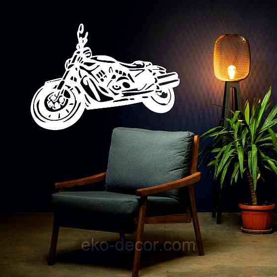 Декоративное настенное Панно «Мотоцыкл» Декор на стену 110*78 см, Белый Киев