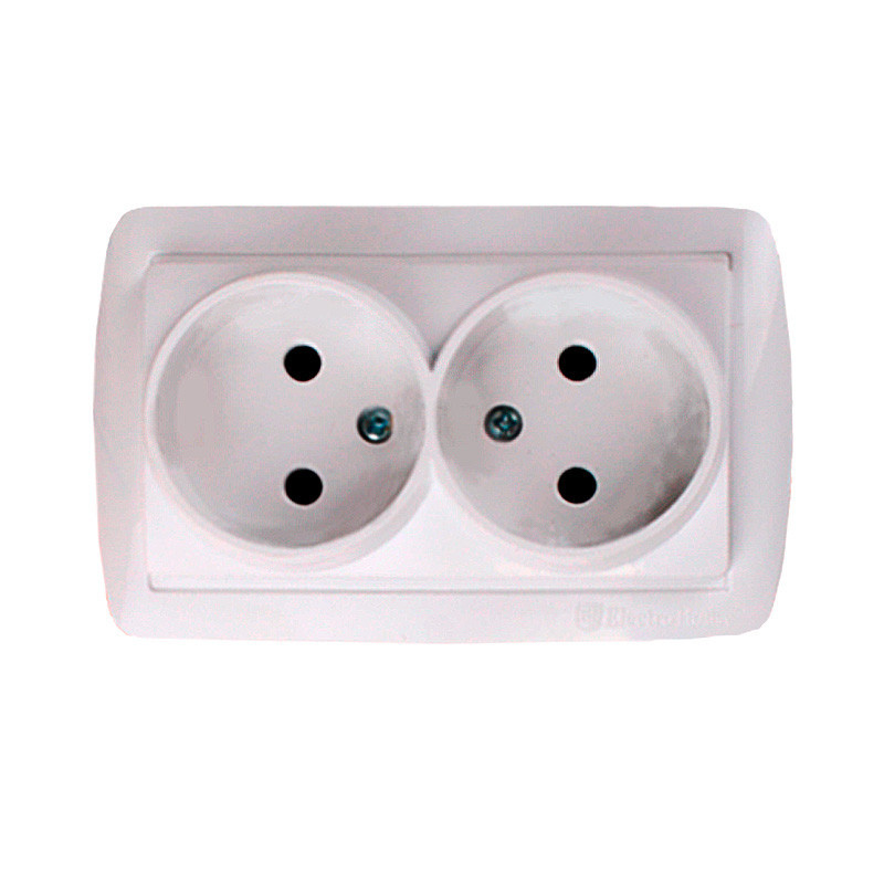 Розетка двойная без заземления 16А, Acura белый Днепр - изображение 1