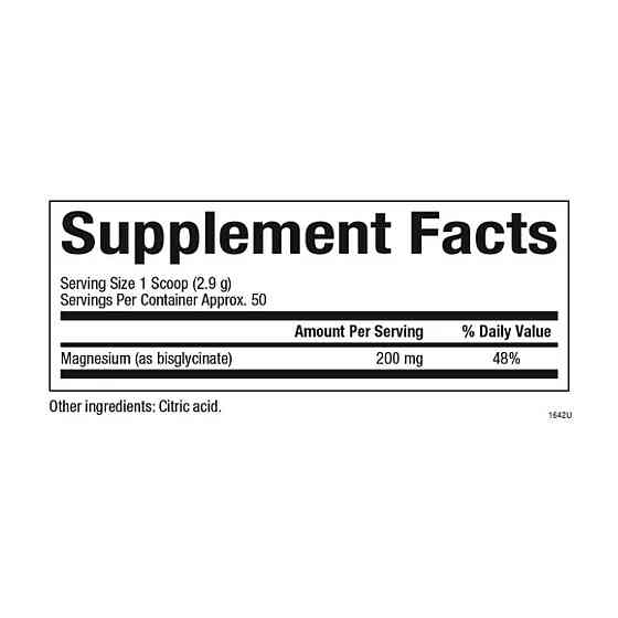Магний глицинат Natural Factors Magnesium Bisglycinate 200mg 145g без вкуса Киев