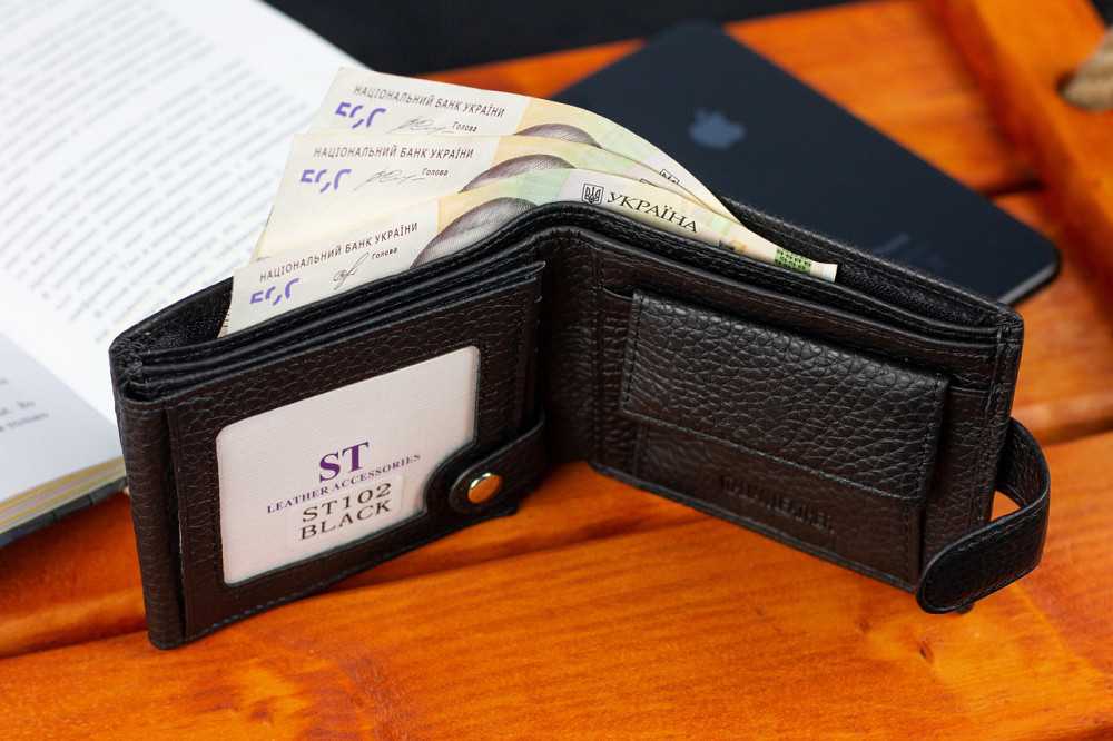 Классическое мужское портмоне из натуральной кожи ST Leather ST102 Черный Киев - изображение 19