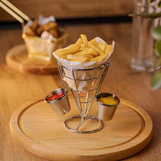Zhongjing Кошик для картоплі фрі та снеків з 2 соусниками 50 мл конусний 15х15х13.5 см HP-19-7 Киев