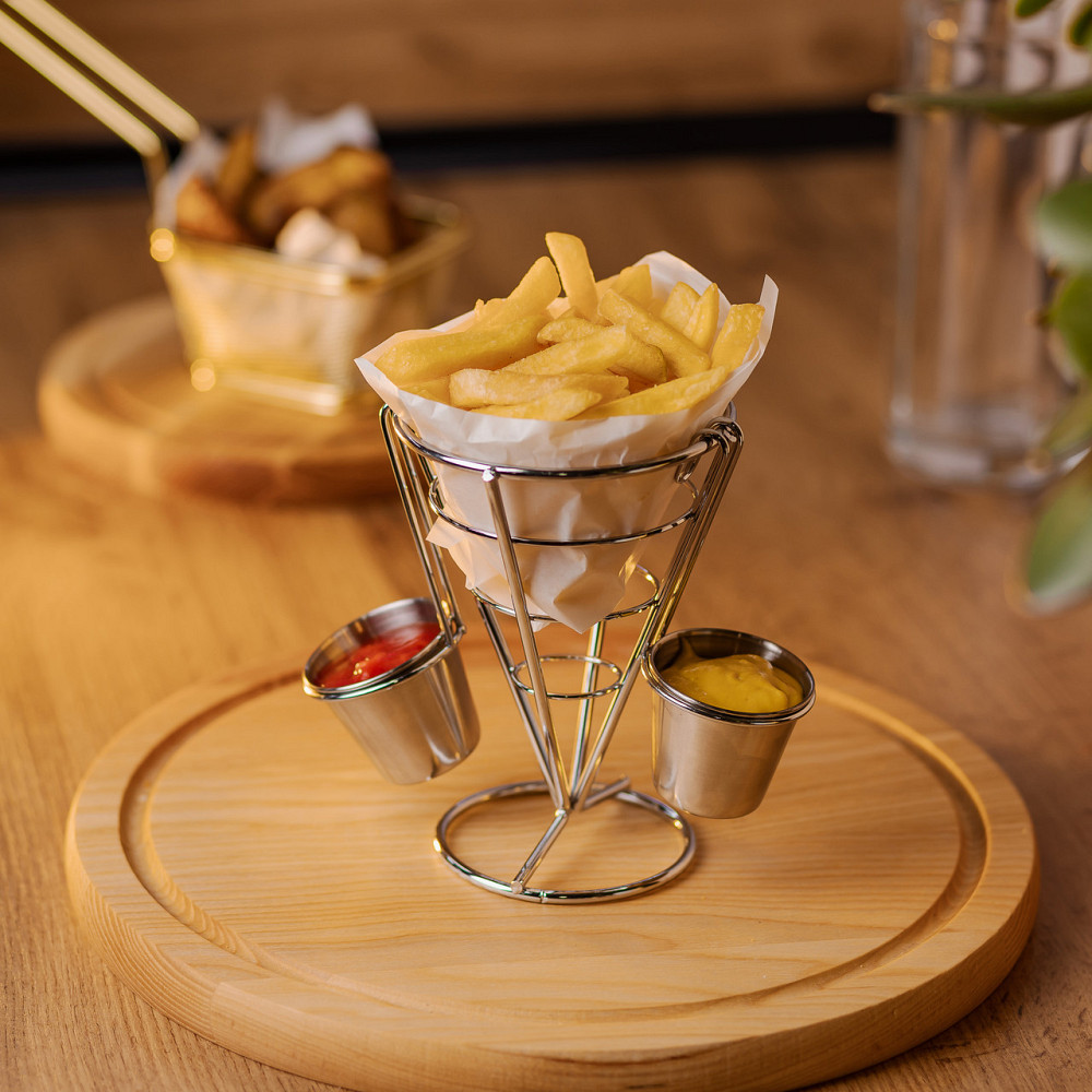 Zhongjing Кошик для картоплі фрі та снеків з 2 соусниками 50 мл конусний 15х15х13.5 см HP-19-7 Киев - изображение 4