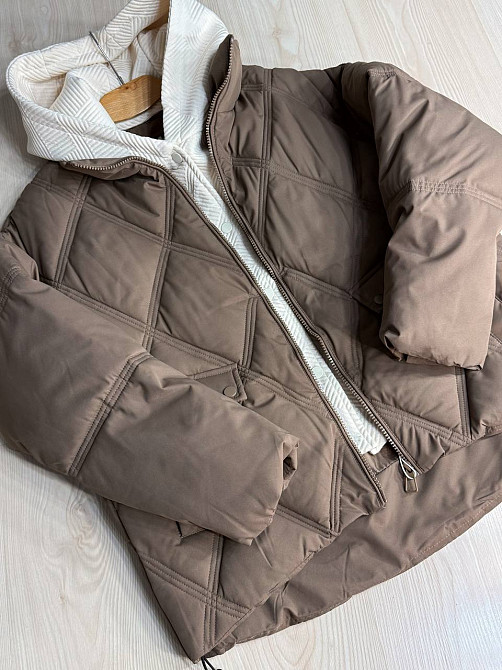 Куртка жіноча Haiziyuan 552 демісезонна оверсайз з капюшоном коричнева, коричневий, L Київ - фото 3