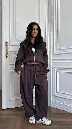 Стильный женский костюм двойка в спортивном стиле турецкая двунитка. 42/44, Шоколад Одесса