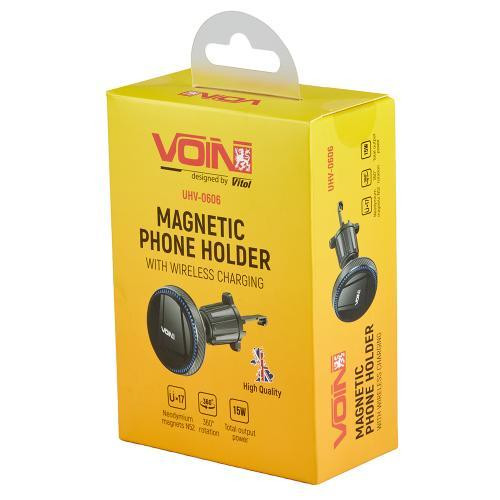 Магнітний тримач для мобільного телефону VOIN UHV-0606 з бездротовою зарядкою 15W на дефлектор Харків - фото 10