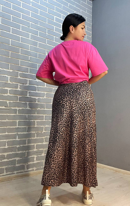 Юбка женская Katrin Family 5517 шелковая пояс резинка длинная леопардовый принт коричневая, коричневый, L Киев - изображение 7