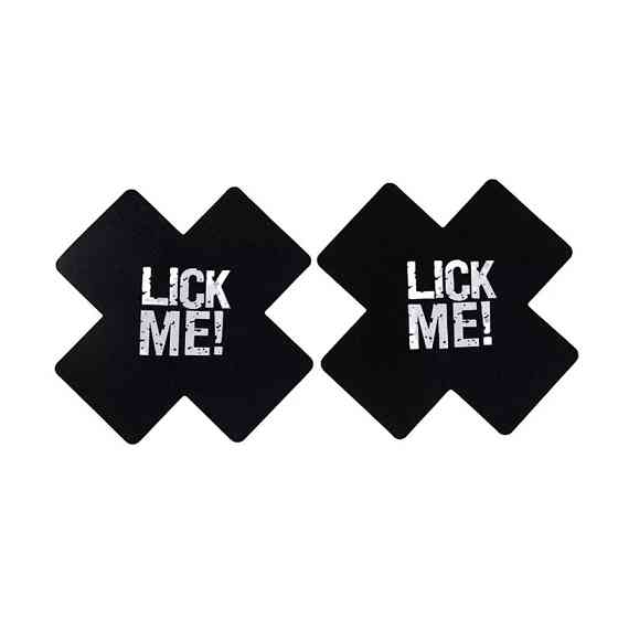 Наклейки на груди Хрести з написом Luck me one size чорно-білий Київ