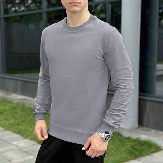 Світшот чоловічий однотонний сталевий Pobedov 001 Київ