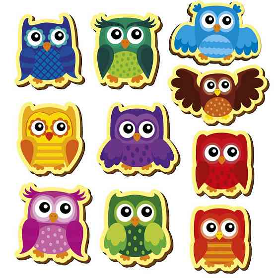 Дитячий набір магнітів "Кольорові совенята" VT3106-38, 10 магнітів Вінниця