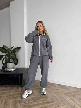 Женский теплый прогулочный костюм двойка: кофта и штаны турецкий флис Графит, 50/52 Одесса