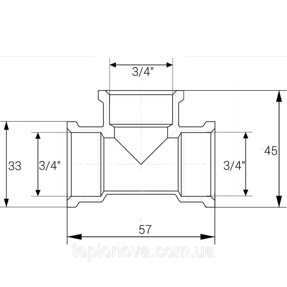 Тройник 3/4″ВВВ никелированный NT441S OPTIMUM Черновцы - изображение 3
