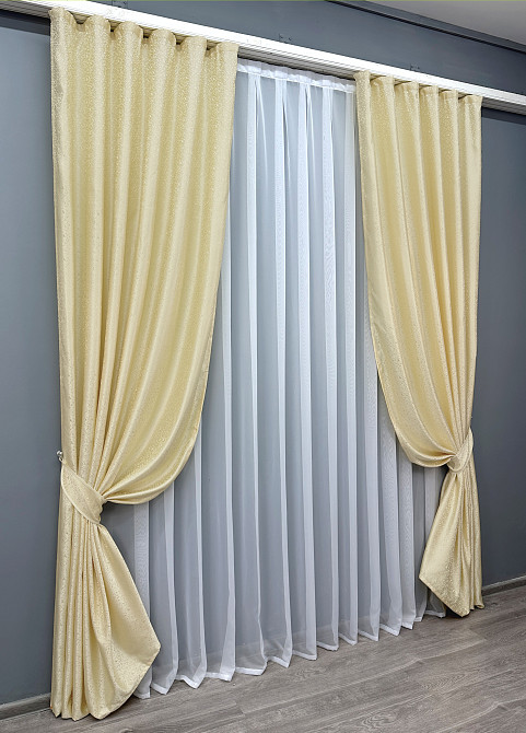 Комплект готових штор VR-Textil Мікровелюр Petek YL № 1703ш Темно-сірий 135х295 см 2 шт (39-014) Київ - фото 3