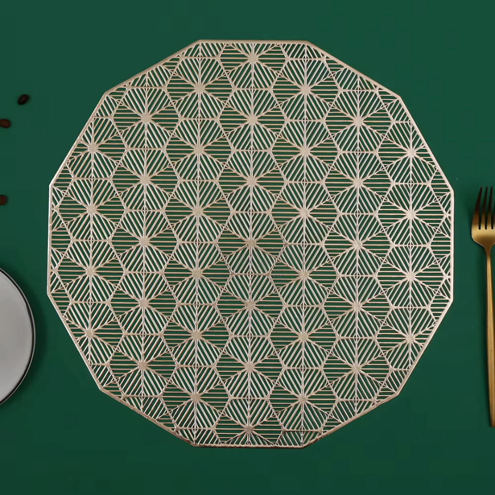 Сервировочная салфетка под горячее круглая 38х38 см, коврик сервировочный золотистый набор 2 шт Каменец-Подольский - изображение 1