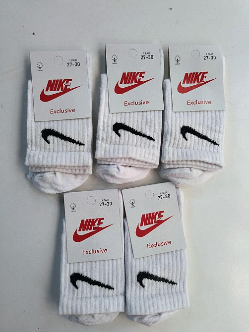 Дитячі високі якісні бавовняні шкарпетки білі в наборі по 5 штук Nike. Розмір 27-30 Київ - фото 3