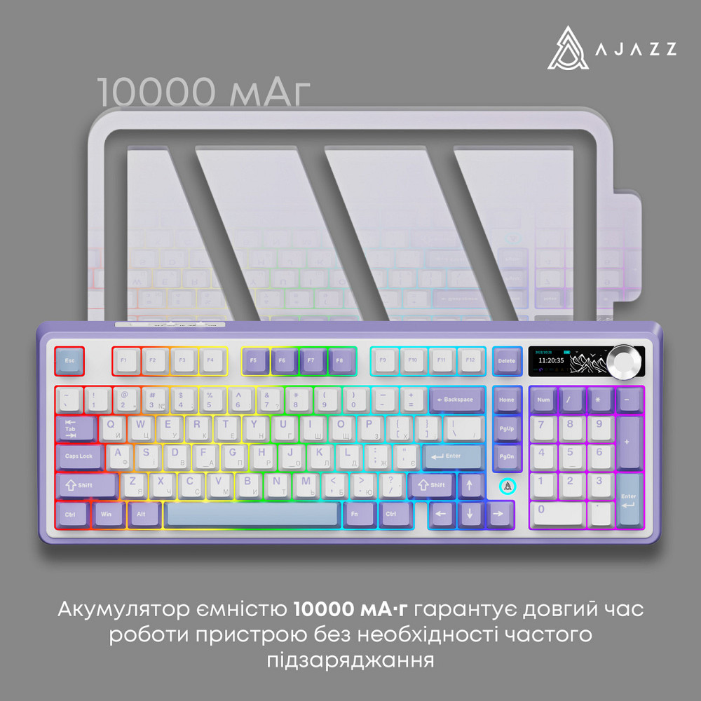 Клавіатура бездротова Ajazz AK980 V2 Maillard Switch White (AK980-V2-M-PWB) ( 21158 ) Харьков - изображение 11