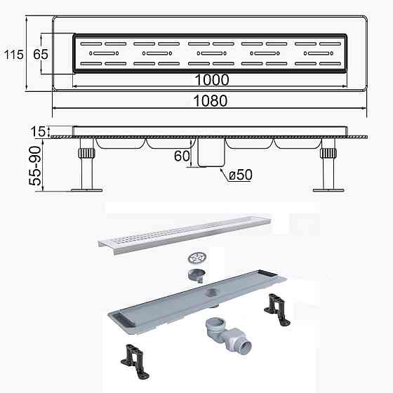 Трап линейный душевой TILLO TM009-100C 100см (000025858) Киев
