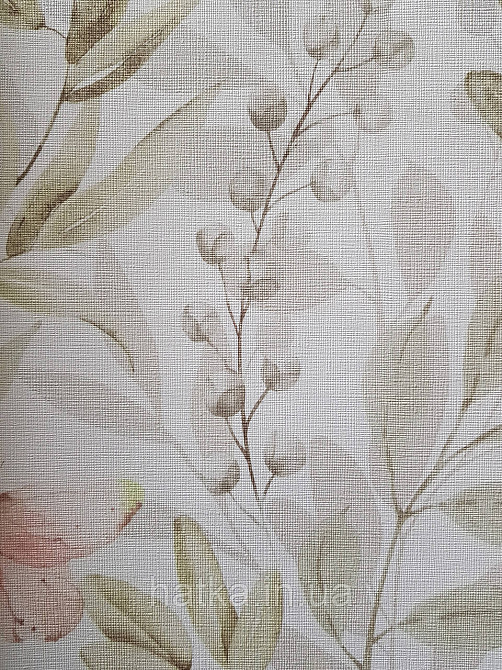 Обои виниловые на флизелине метровые Sintra Edelina прованс цветы листья ветки бабочки зеленые розовые Киев - изображение 2