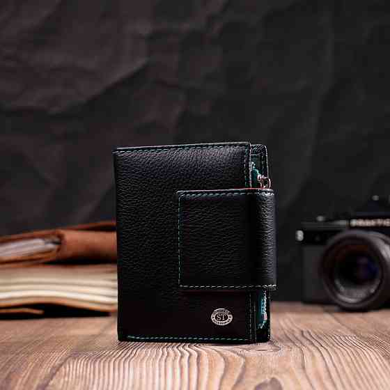 Портмоне для женщин в классическом цвете с интересной монетницей ST Leather 19449 Черный Киев