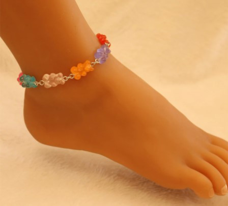 Браслет з ведмедиками різнобарвний на ногу - довжина 18см + 4см, регулюється, смола, цинковий сплав Київ - фото 1