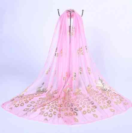 Шарф с Павлинами розовый, размер шарфа 170*40см, Киев