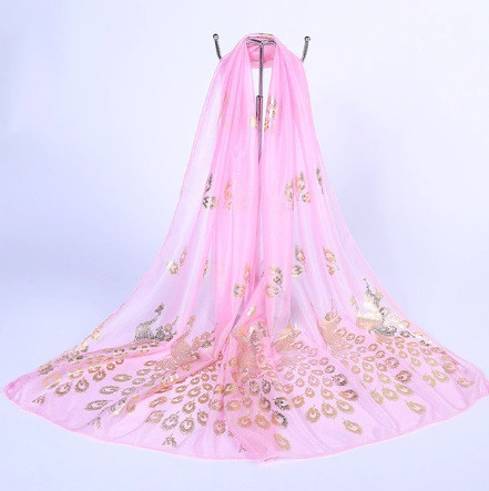 Шарф с Павлинами розовый, размер шарфа 170*40см, Киев - изображение 2