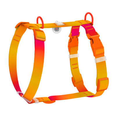 Шлей для собак WAUDOG Nylon Recycled анатомическая H-образная с QR-паспортом, пластиковый фастекс, L оранжевая (47534) Винница - изображение 1