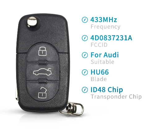 Ключ запалювання Audi з чипом ID48, 3 кнопки Київ