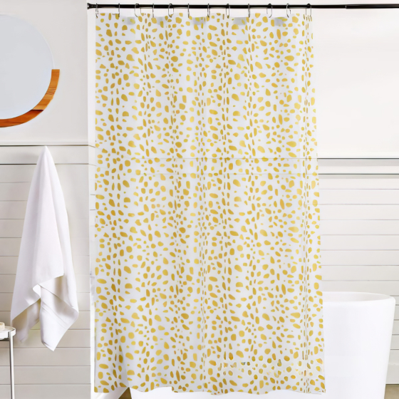 Шторка для ванної та душу 180x180 см, штора для ванної з гачками, прозоро-біла з золотистим принтом Кам'янець-Подільський