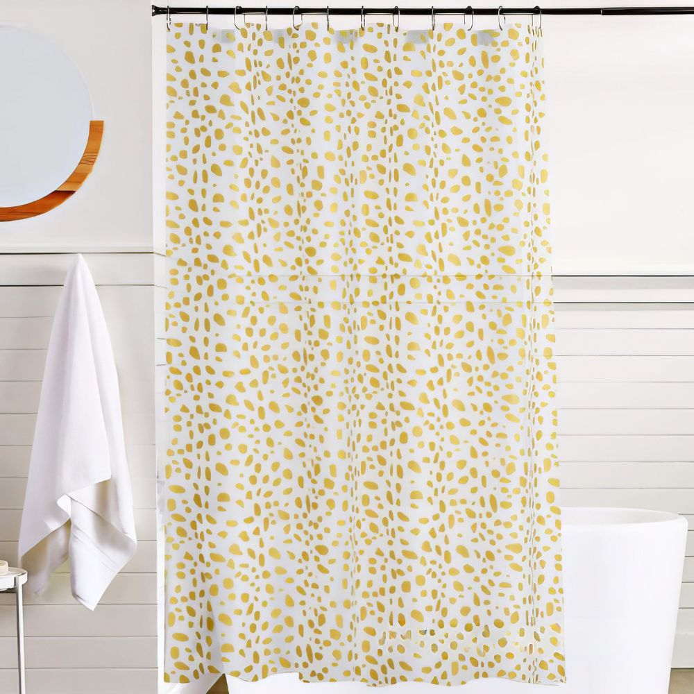 Шторка для ванной и душа 180x180 см,штора для ванной с крючками,прозрачно-белая с золотистистым принтом Каменец-Подольский - изображение 1