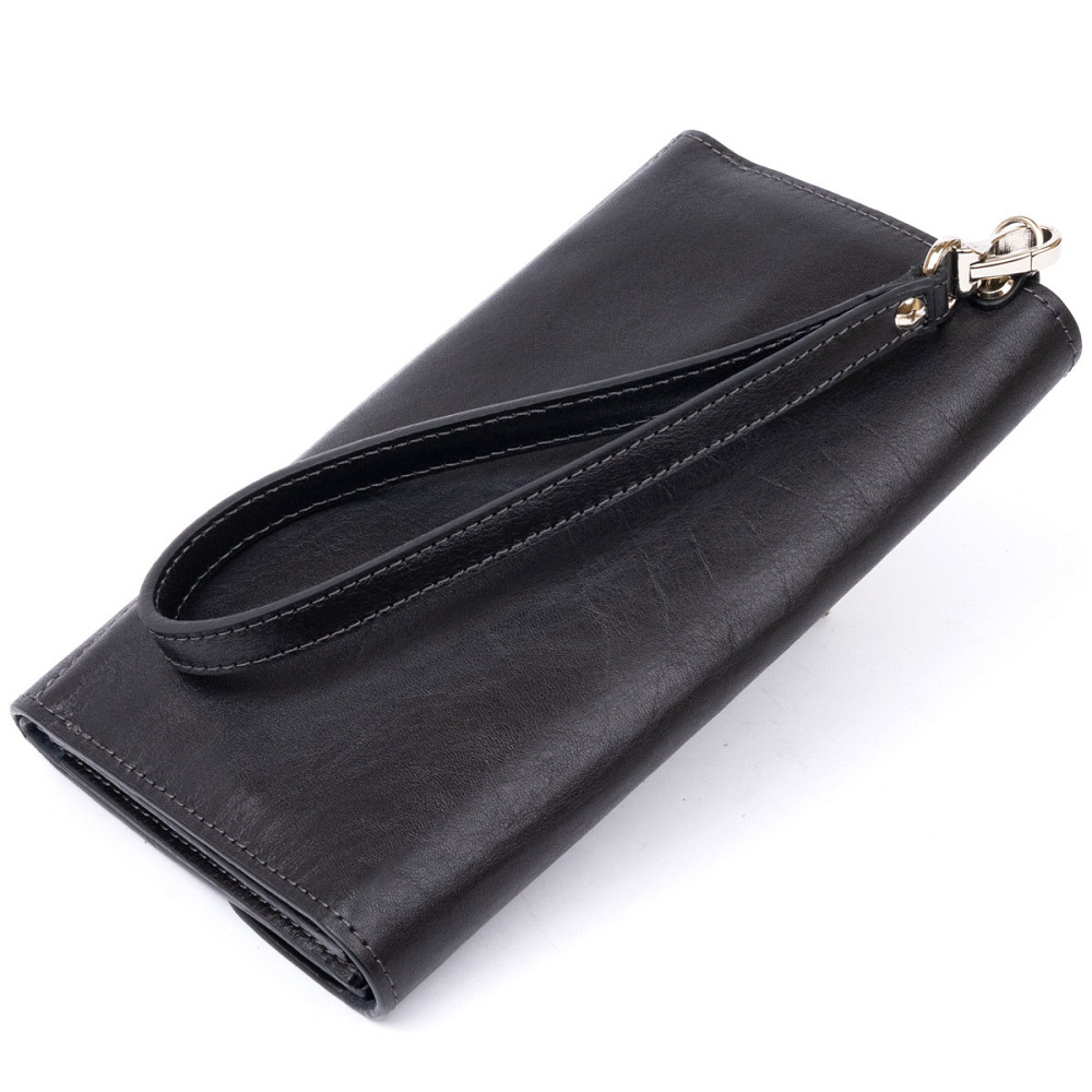 Горизонтальная барсетка-клатч мужская в гладкой коже GRANDE PELLE 11298 Черная Киев - изображение 6