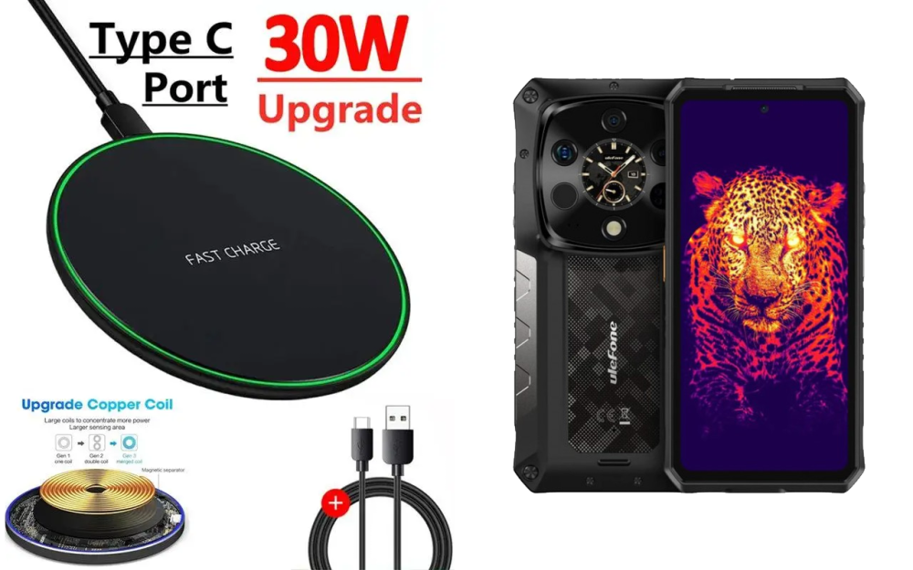 Бездротовий зарядний пристрій 30W для Ulefone Armor 29 Pro, Ulefone Armor 29 Ultra Київ - фото 1