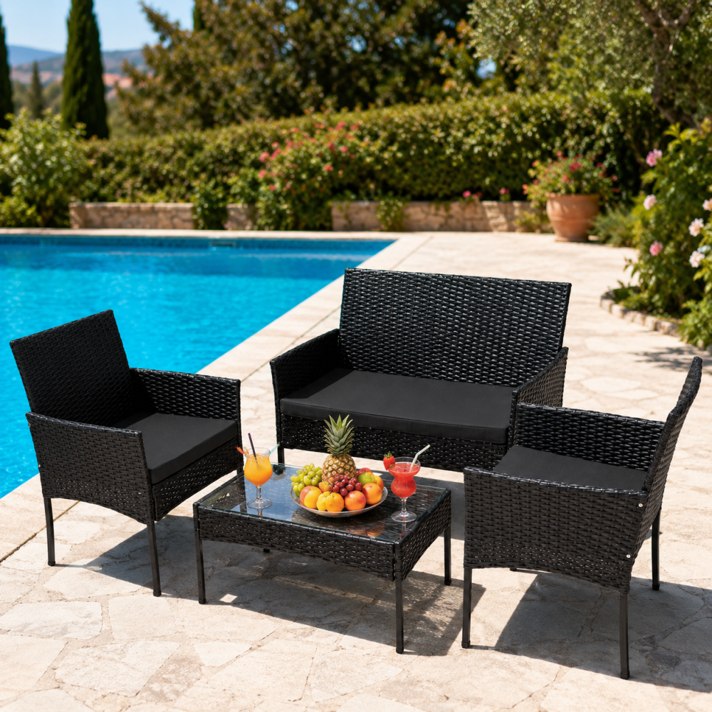 Комплект садовой мебели из ротанга Primaveo TREVISO (диван + 2 кресла + столик) с мягкими подушками, Черный (Польша) Киев - изображение 5