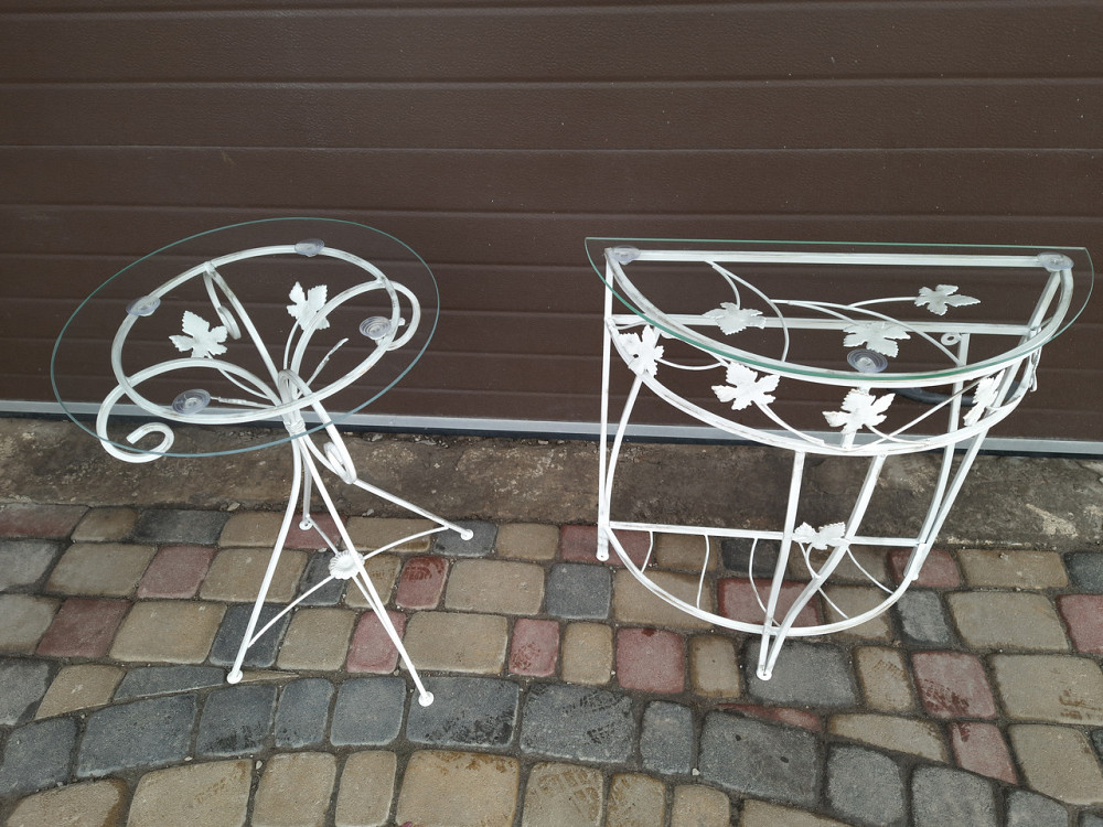 Столик кованый пристенный маленький M-048 Бежевый Киев - изображение 3