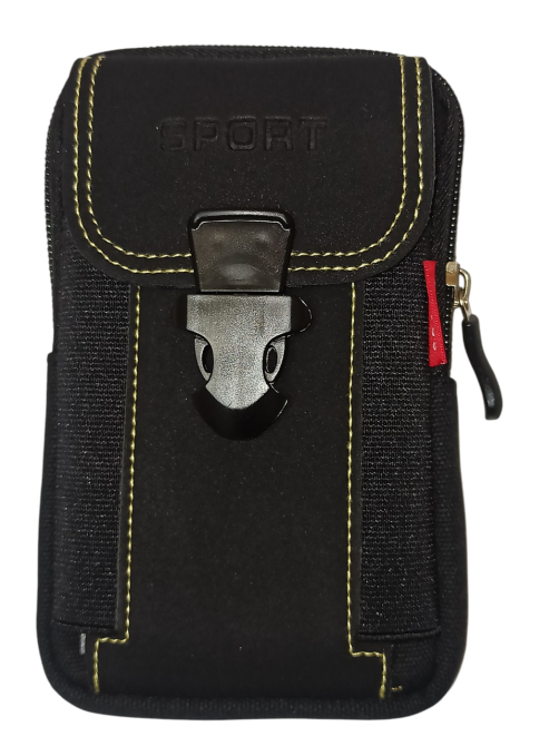 Мужская поясная сумка с карабином 2 кармана 18 на 10 см черный Киев - изображение 2