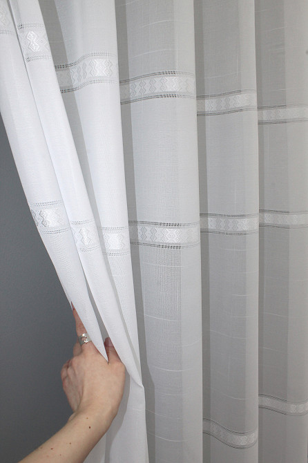 Тюль VR-Textil 1379т Мережка Лен Белый 250х270 см (42-0155) Киев - изображение 2