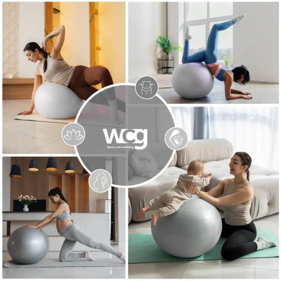 Фітбол (м'яч для фітнесу) 75 см WCG Anti-Burst навантаження 250 кг сірий + насос Фітболи Київ