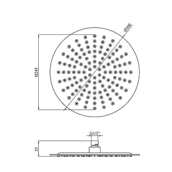 Лійка для верхнього душу Kroner KRP Edelstahl Klassisch - ESG703-300 сатин Київ