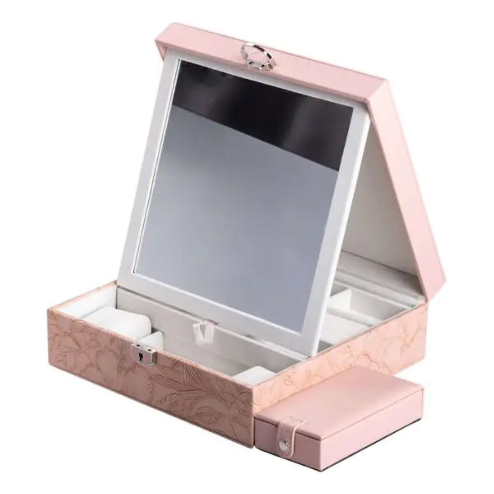 Скринька для прикрас з еко шкіри 2 яруси із замком органайзер для ювелірних виробів HP-5-22P Коломия - фото 6