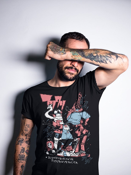 Футболка для хлопчика з аніме принтом Харуко Харухара Хеавй Аніме оверсайз (зріст від 165 до 180) Чорний AnimeJ0032m Дніпро - фото 3