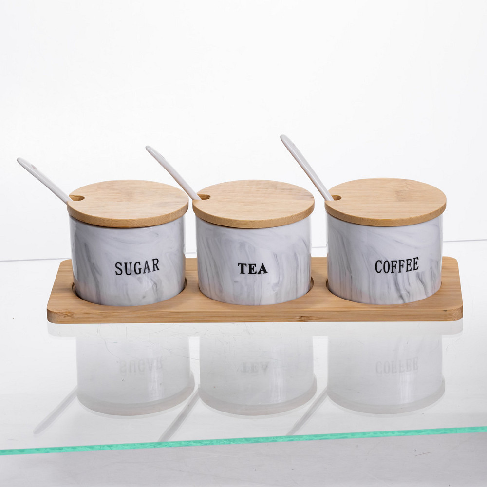 Фарфорові банки на підставці 3 шт, сірі Київ - фото 3