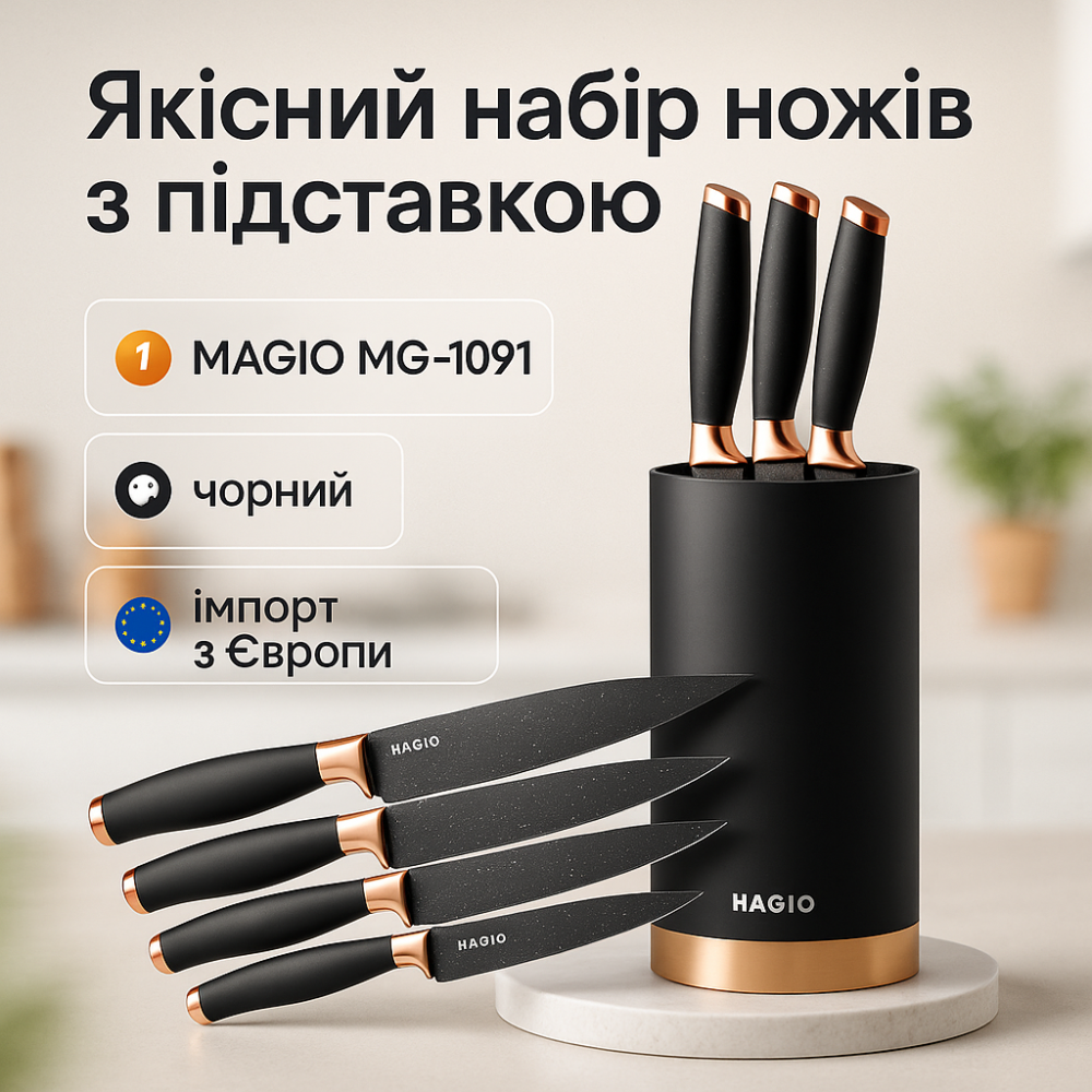 Хороші ножі для кухарів Magio MG-1091, Комплект гострих ножів для кухні, Кухонні ножі домашні TL-76 Львів - фото 13