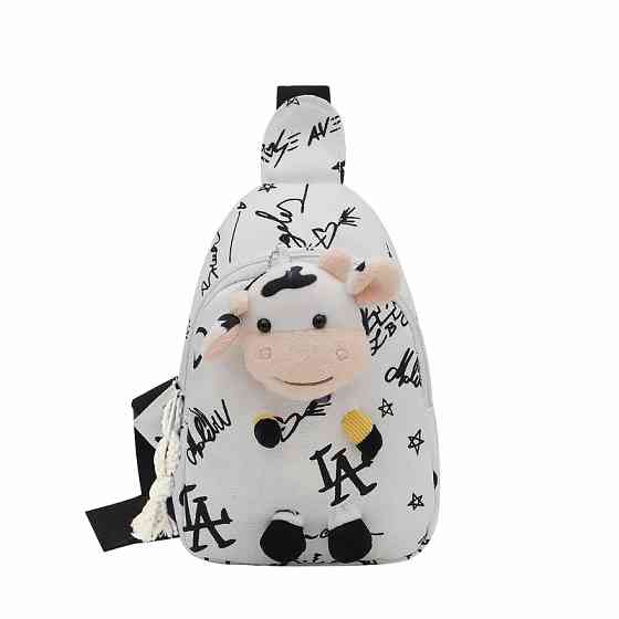 Детская нагрудная сумка рюкзак A-407 Cow на одно отделение с ремешком White Киев