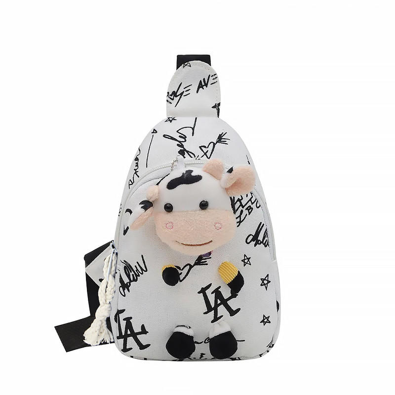Детская нагрудная сумка рюкзак A-407 Cow на одно отделение с ремешком White Киев - изображение 1