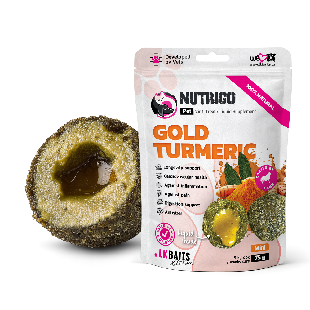LK Baits Pet Nutrigo Gold Turmeric Mini Функціональні ласощі для собак дрібних порід з куркумою (Ø 15 мм), 75 г Київ - фото 1