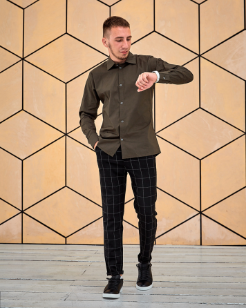 Сорочка чоловіча класична Хакі S Харків