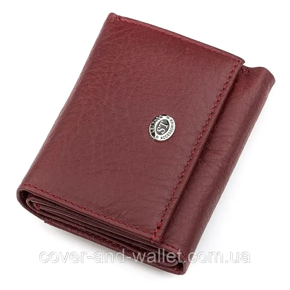 Маленький жіночий гаманець із натуральної шкіри бордового кольору ST 440 Київ - фото 1